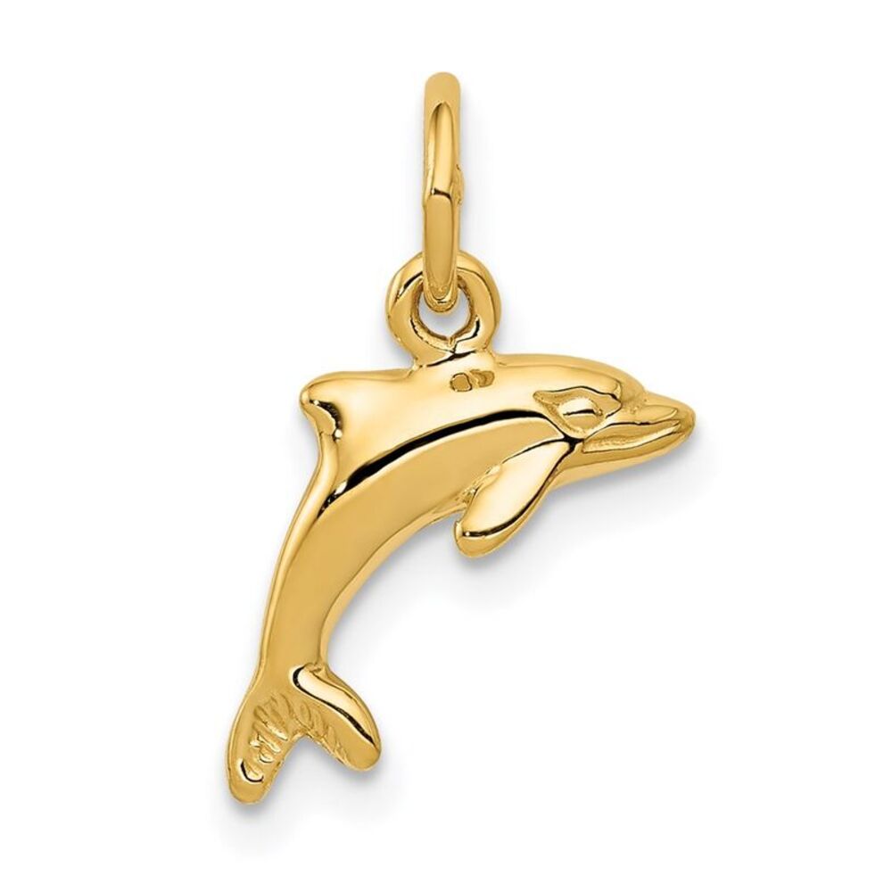 14k Yellow Gold 12mm Dolphin Charm